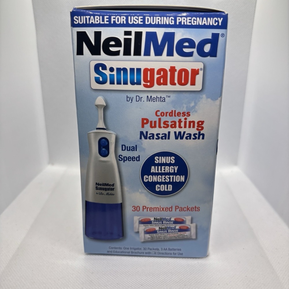 NeilMed Sinugator Cordless Pulsating Nasal Wash Kit 30 Packets New Sealed - Picture 4 of 6